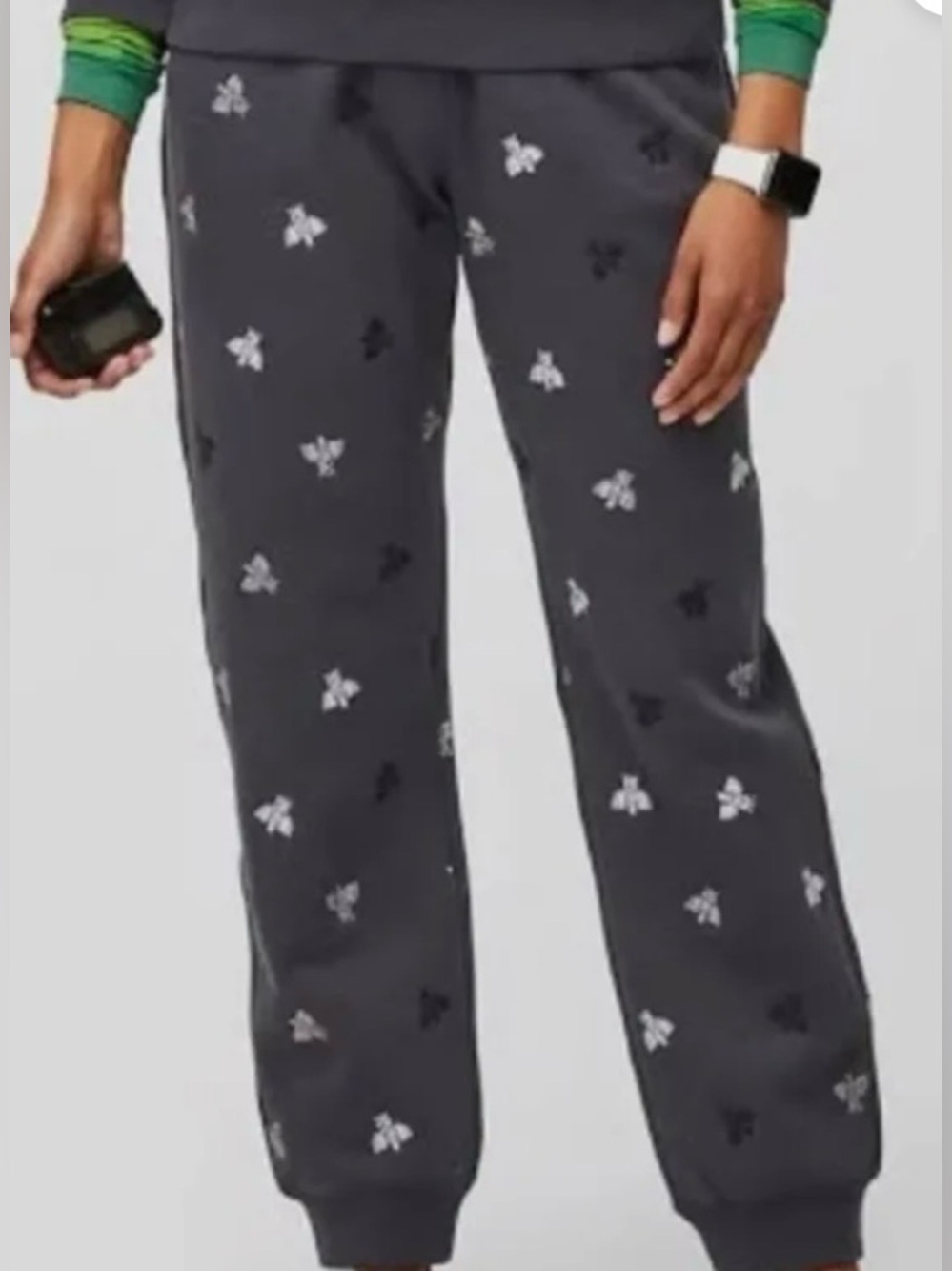 Figs Pride Charcoal Gray Bee-Print Jogger Pants